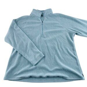 Eddie Bauer Womens 1/4 Zip Pullover Fleece Sweater XXL Light Blue Polyester